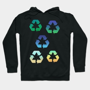 Ombre Faux Glitter Recycle Symbol Pack Hoodie